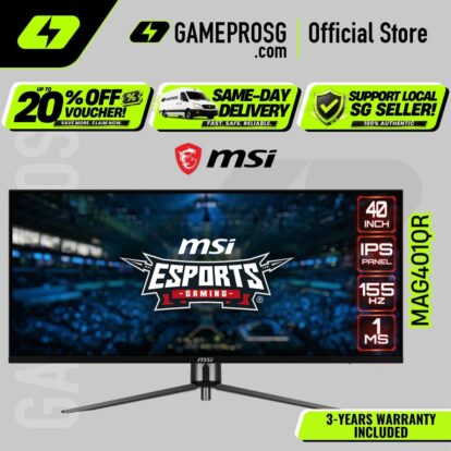 MSI MAG401QR – 40" UWQHD IPS 155Hz – 1ms – USB-C 65W Ultrawide Gaming Monitor