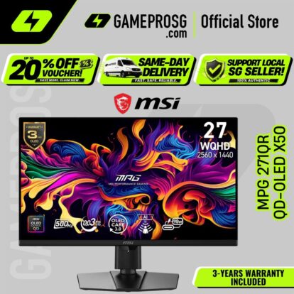 MSI MPG 271QR QD-OLED X50 – 27" QHD QD-OLED 500Hz – 0.03ms – DP 2.1 Gaming Monitor