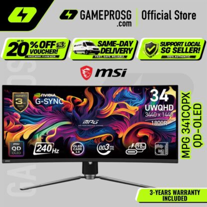 MSI MPG 341CQPX QD-OLED – 34" UWQHD Curved QD-OLED 240Hz – 0.03ms – USB-C Gaming Monitor