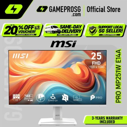 MSI PRO MP251W E14A – 24.5" FHD IPS 144Hz – 1ms MPRT – White Business Monitor